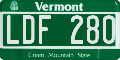 VT license plate LDF280