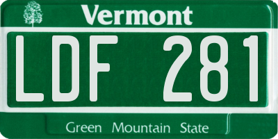 VT license plate LDF281