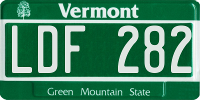 VT license plate LDF282