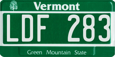 VT license plate LDF283