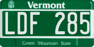 VT license plate LDF285