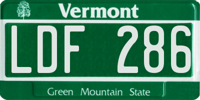 VT license plate LDF286