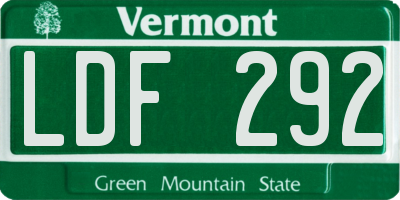 VT license plate LDF292