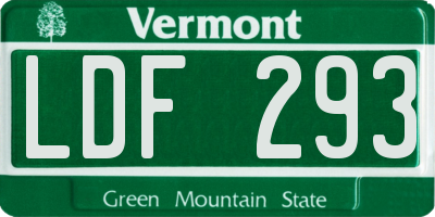 VT license plate LDF293