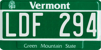 VT license plate LDF294