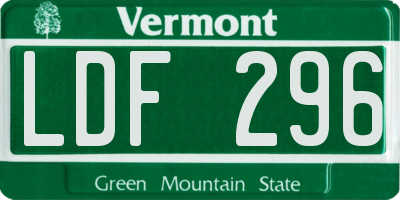 VT license plate LDF296