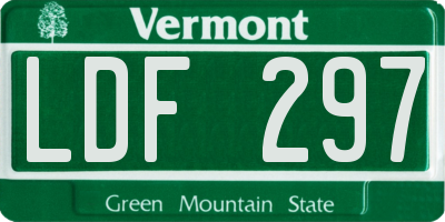 VT license plate LDF297