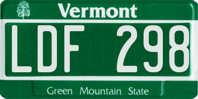 VT license plate LDF298