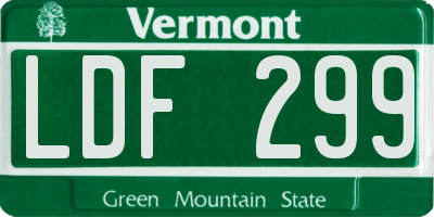 VT license plate LDF299