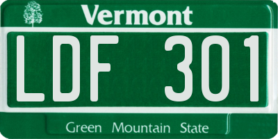 VT license plate LDF301