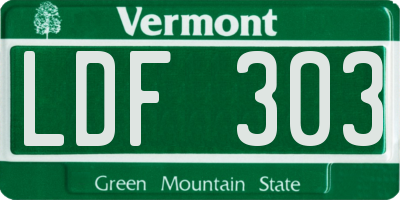 VT license plate LDF303