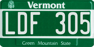 VT license plate LDF305