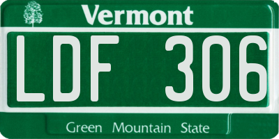 VT license plate LDF306