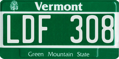 VT license plate LDF308