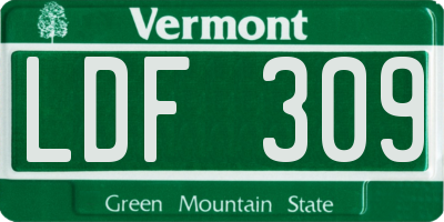 VT license plate LDF309
