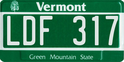 VT license plate LDF317