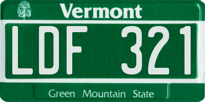 VT license plate LDF321