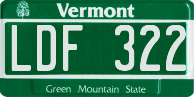 VT license plate LDF322