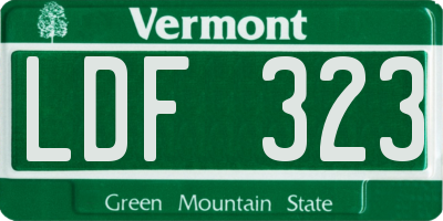 VT license plate LDF323