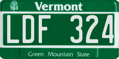 VT license plate LDF324