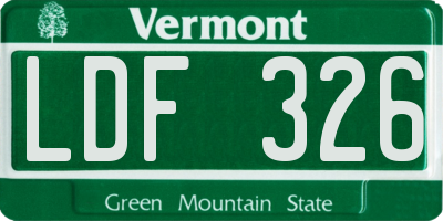 VT license plate LDF326