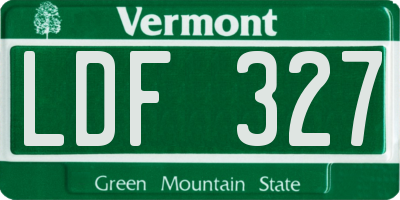 VT license plate LDF327