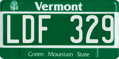 VT license plate LDF329