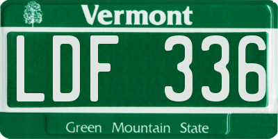 VT license plate LDF336