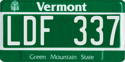 VT license plate LDF337