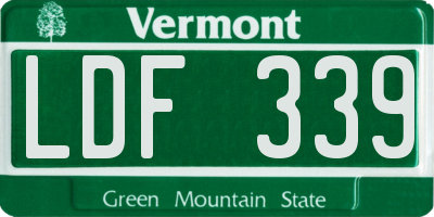 VT license plate LDF339