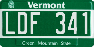 VT license plate LDF341