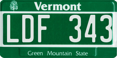 VT license plate LDF343