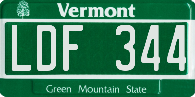 VT license plate LDF344
