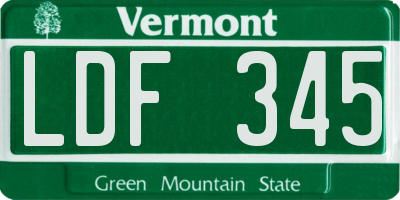 VT license plate LDF345
