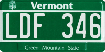 VT license plate LDF346