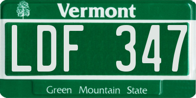 VT license plate LDF347