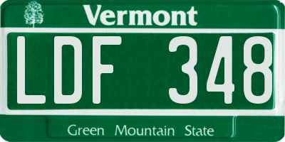 VT license plate LDF348