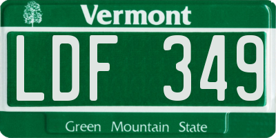 VT license plate LDF349