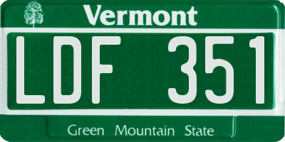 VT license plate LDF351