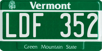 VT license plate LDF352