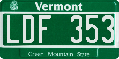 VT license plate LDF353