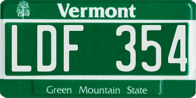 VT license plate LDF354