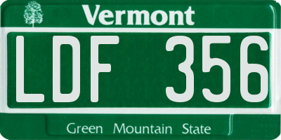 VT license plate LDF356