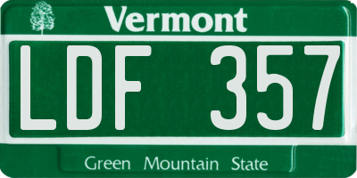 VT license plate LDF357