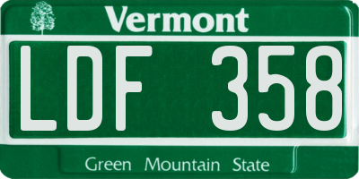 VT license plate LDF358