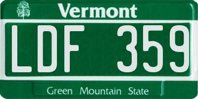 VT license plate LDF359