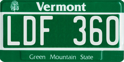 VT license plate LDF360