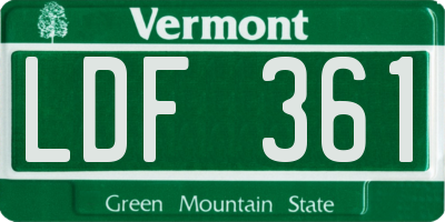 VT license plate LDF361