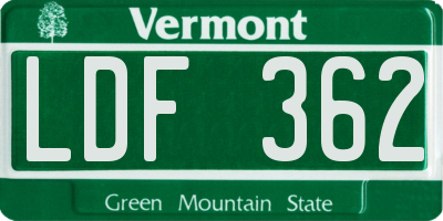 VT license plate LDF362