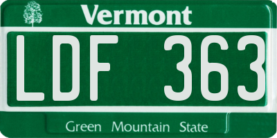 VT license plate LDF363